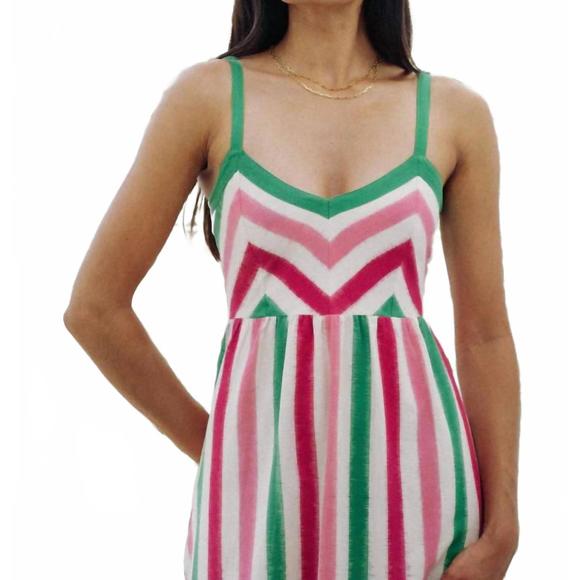 NEW PINK CITY PRINTS puglia dress in watermelon stripe - Picture 2 of 5